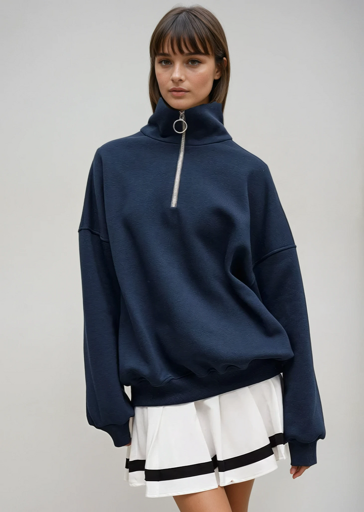 Rhea | Entspanntes Sweatshirt mit halbem Reißverschluss