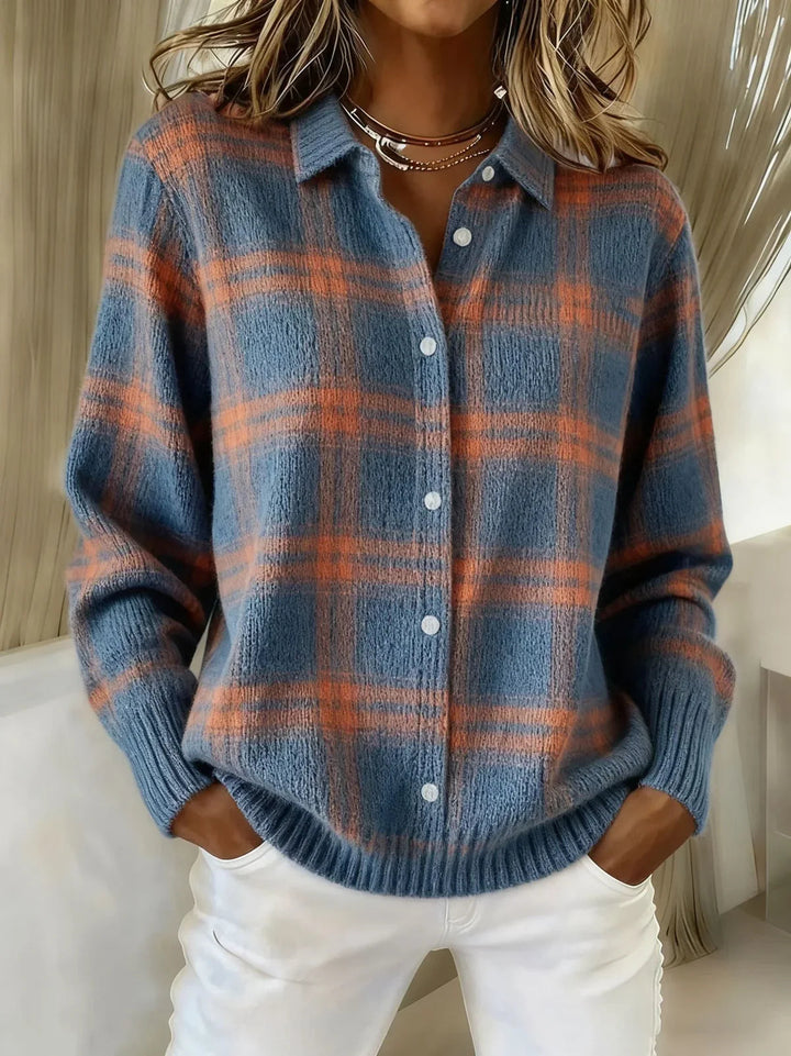 Camille - Karierter Strickjacke
