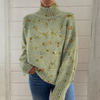 Delia | Pullover aus Wolle mit Blumenstickerei und Rollkragen