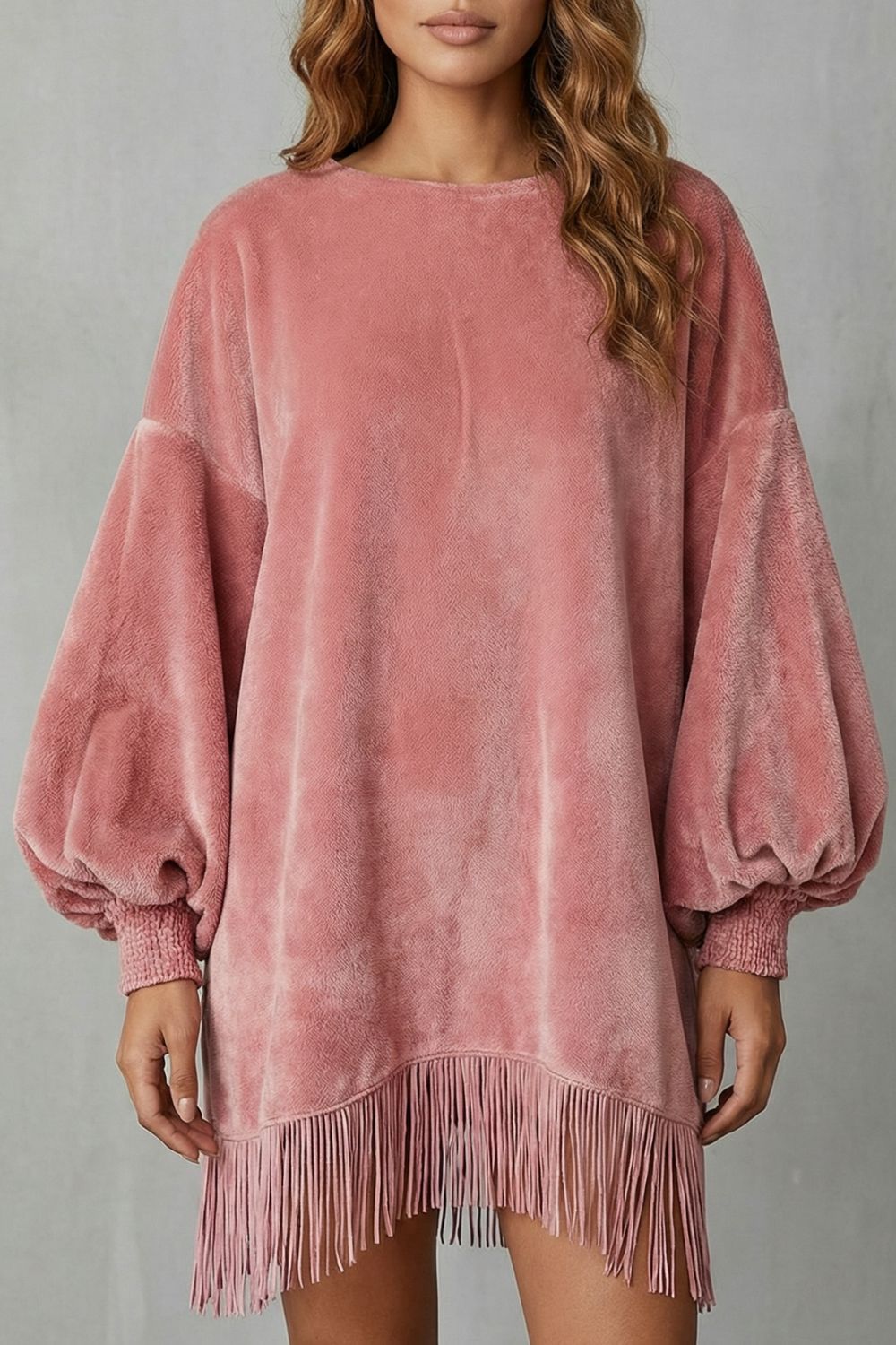 Bellurie – Voluminöse Ärmel – Fransen-Minikleid