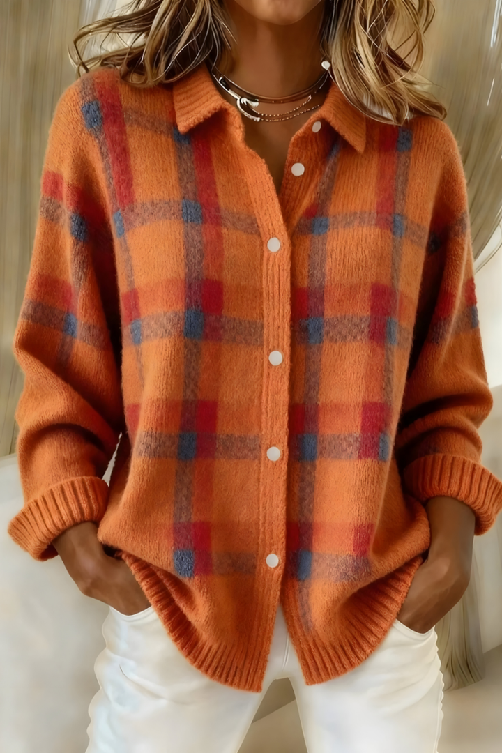 Camille - Karierter Strickjacke