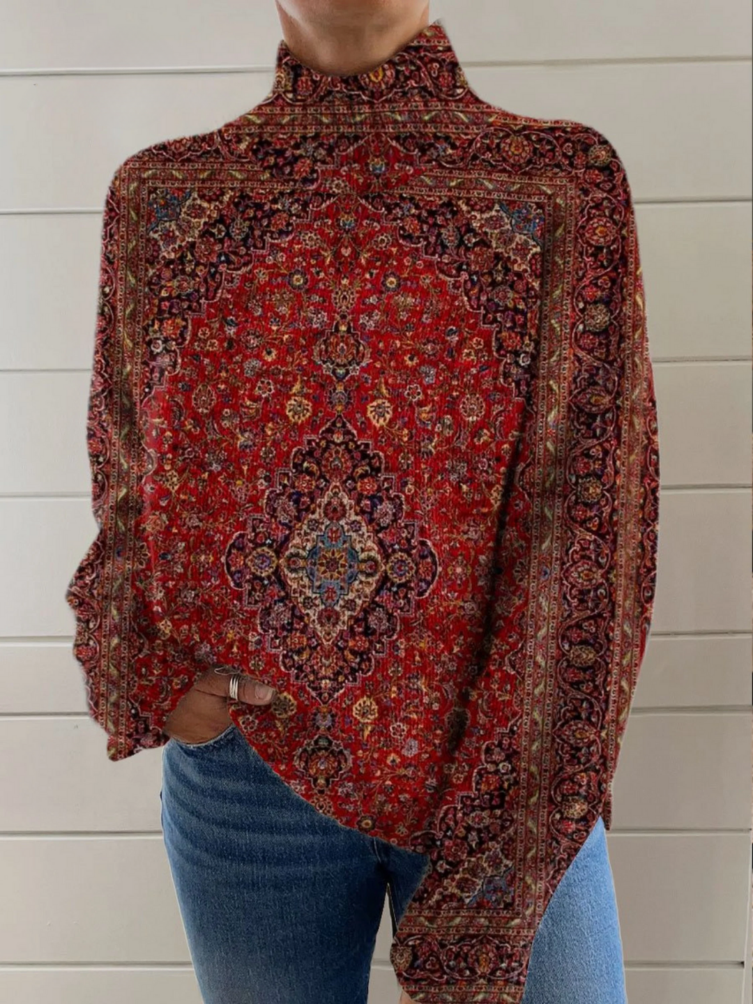 Grace | Vintage-Print Rollkragenpullover