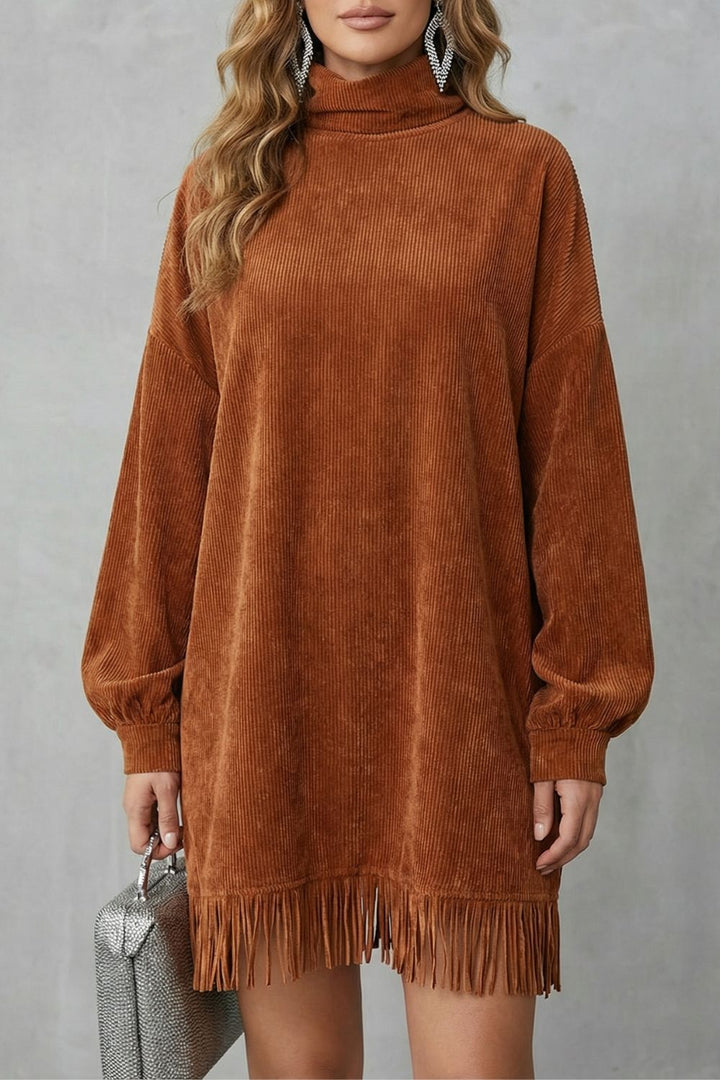 Castellaine – Fransencharme – Rollkragen-Minikleid
