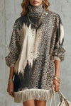 Solenne – Fransen-Saum – Leoparden-Minikleid