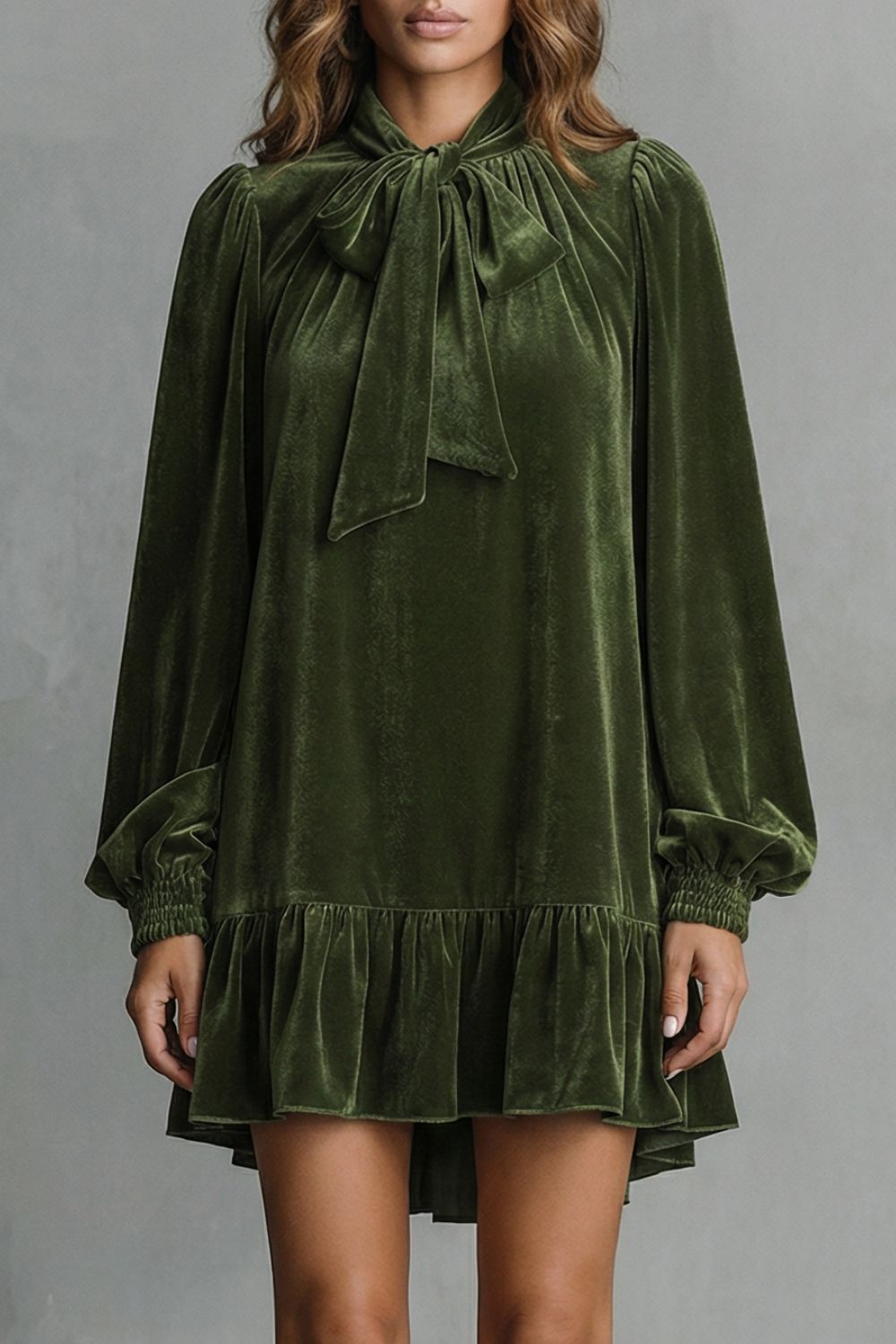 Velézia – Samt-Bow-Detail – Minikleid