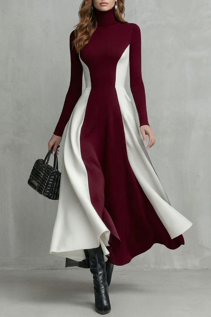 Mariveille – Sculpted contrast flow – Rollkragenkleid