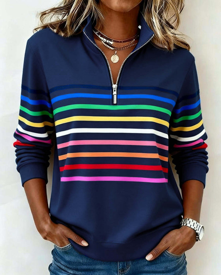 Maggie | Lässiger Pullover mit mehrfarbigen Streifen