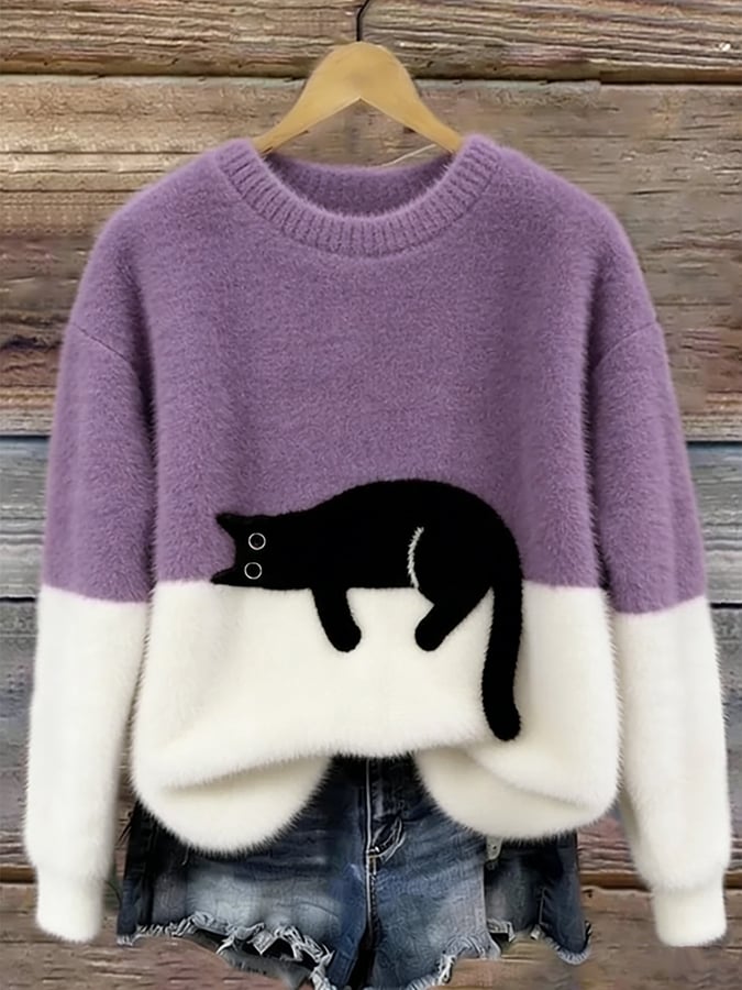 Aileen™ | Eleganter Katzenmotiv Oversized Pullover