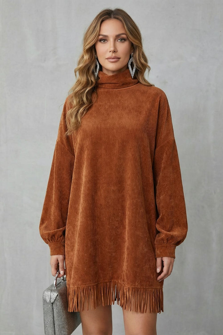 Castellaine – Fransencharme – Rollkragen-Minikleid