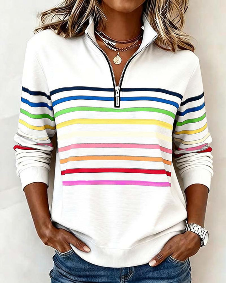 Maggie | Lässiger Pullover mit mehrfarbigen Streifen