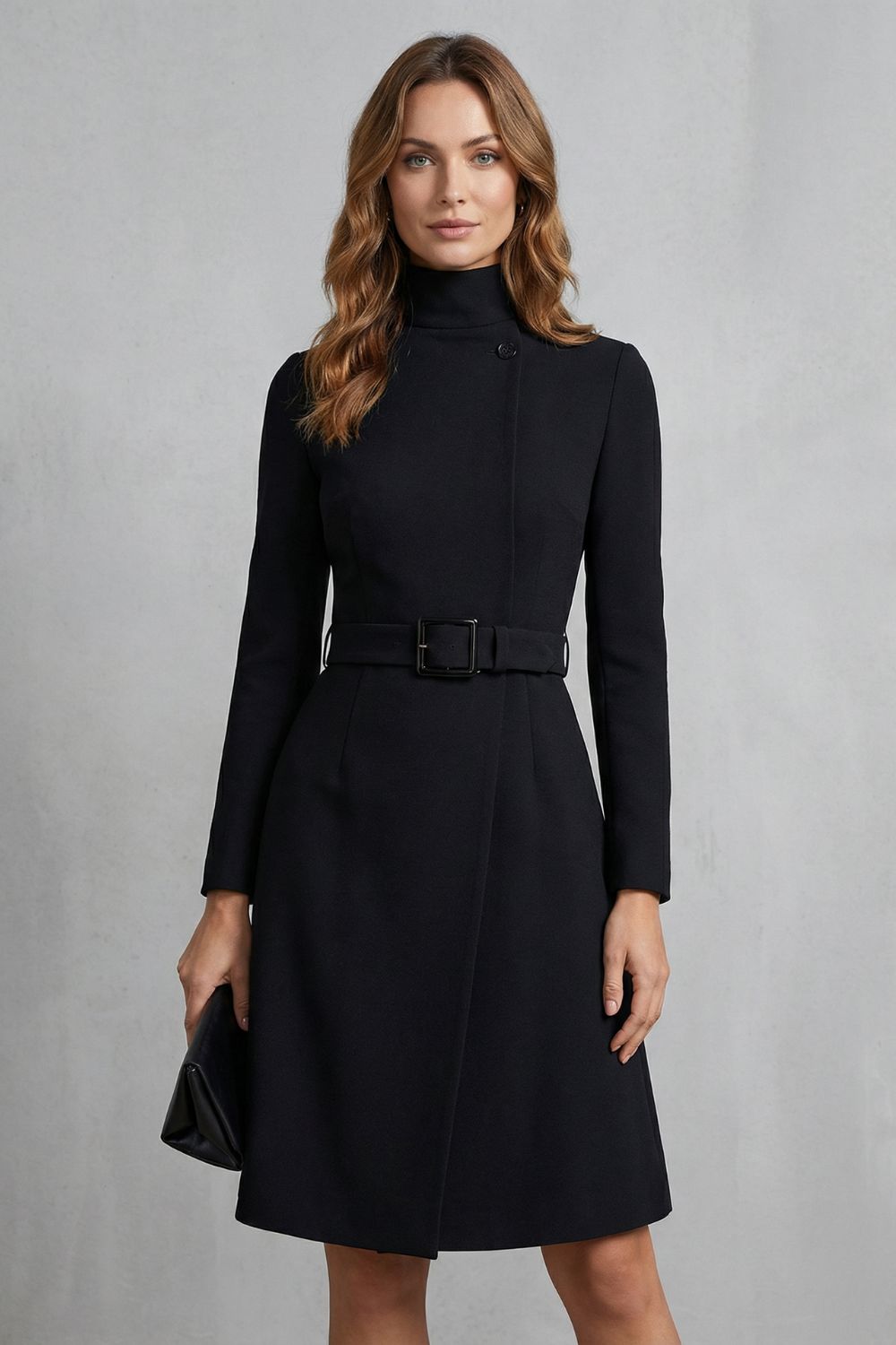 Nivara – Asymmetrischer Taillengürtel – A-Linien-Midi-Kleid
