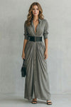 Solenzia | Maxikleid mit Knöpfen und Drapierung
