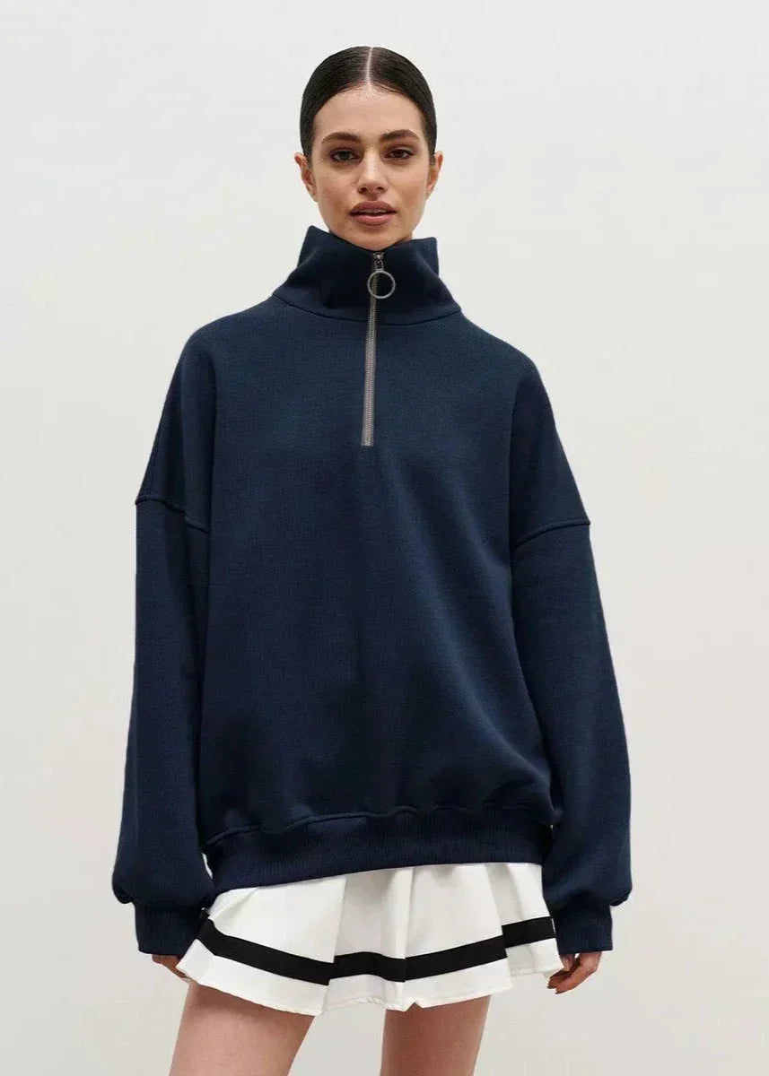 Rhea | Entspanntes Sweatshirt mit halbem Reißverschluss
