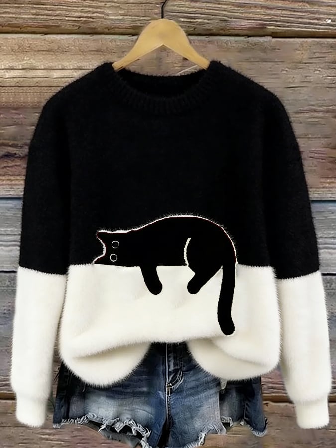 Aileen™ | Eleganter Katzenmotiv Oversized Pullover