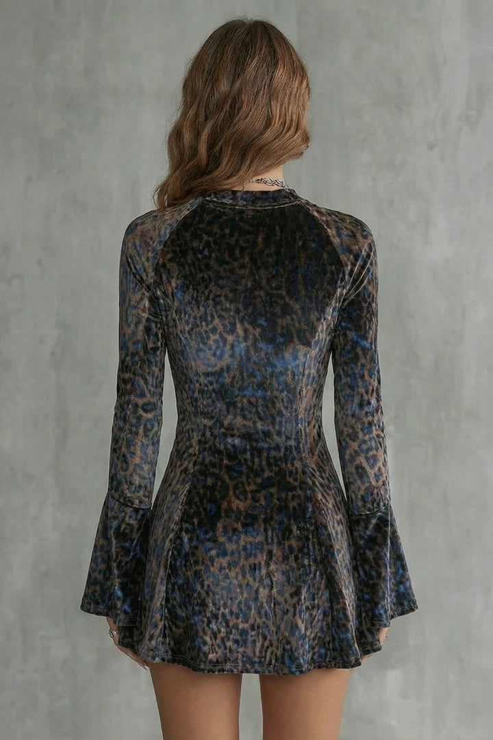 Bellanca – Ausgestellte Ärmel – Leopardenmuster Mini-Kleid