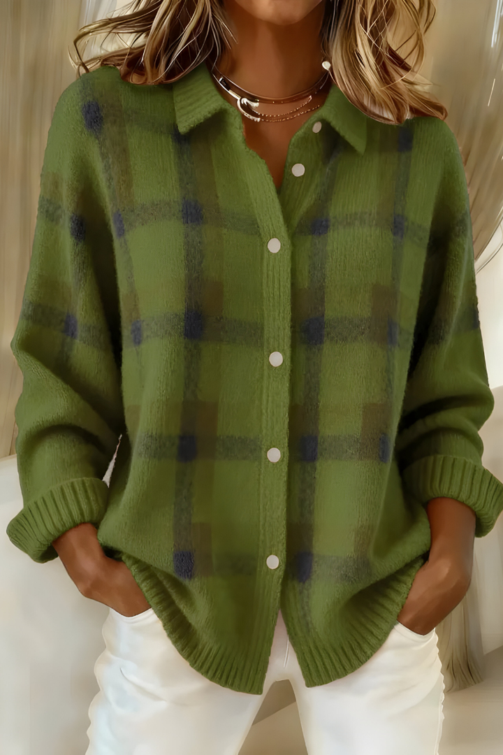 Camille - Karierter Strickjacke