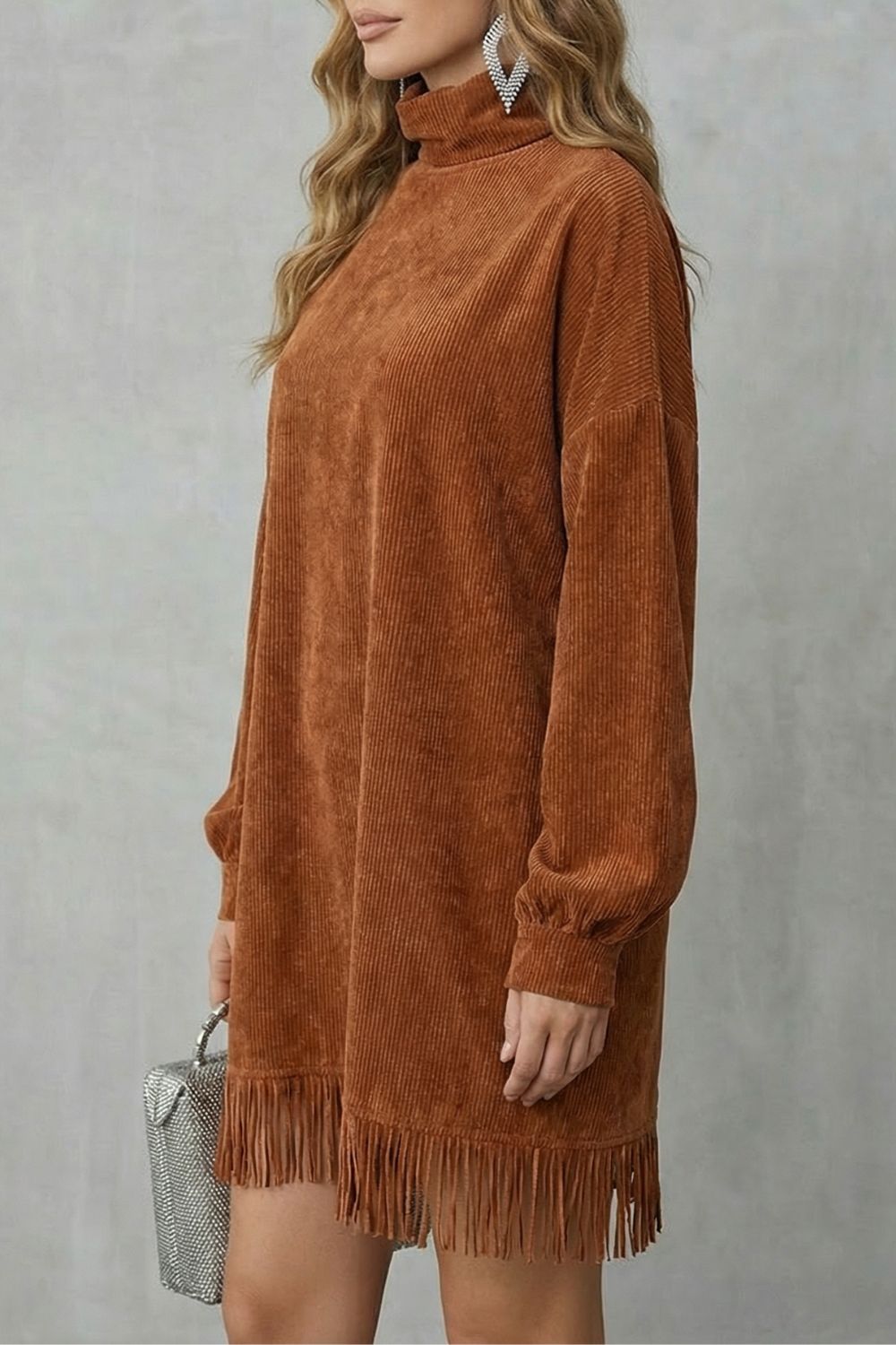 Castellaine – Fransencharme – Rollkragen-Minikleid