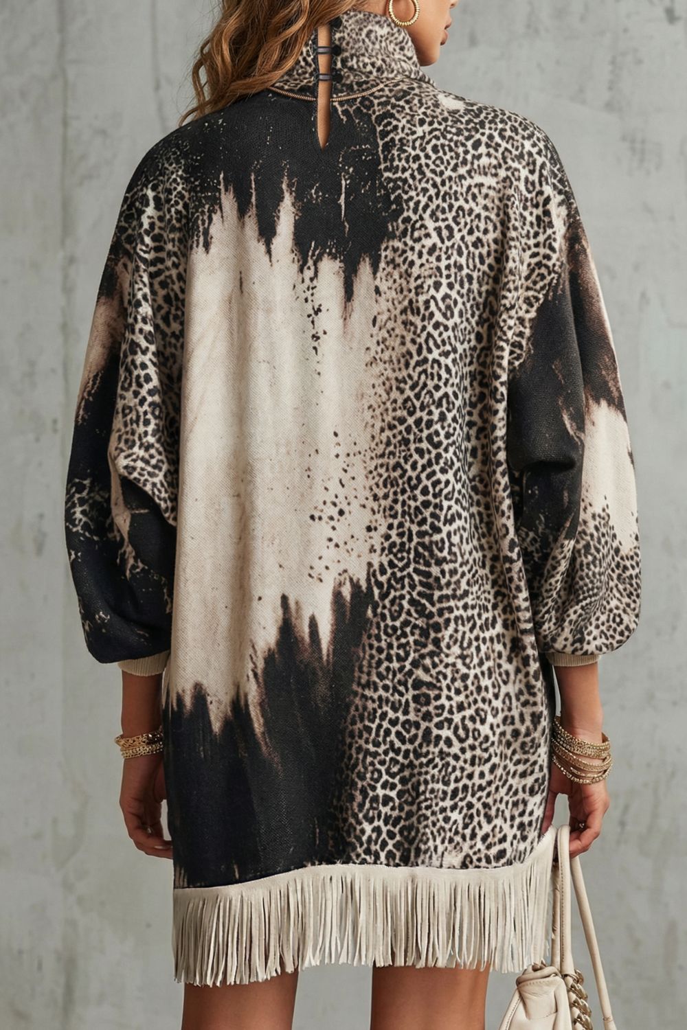 Solenne – Fransen-Saum – Leoparden-Minikleid