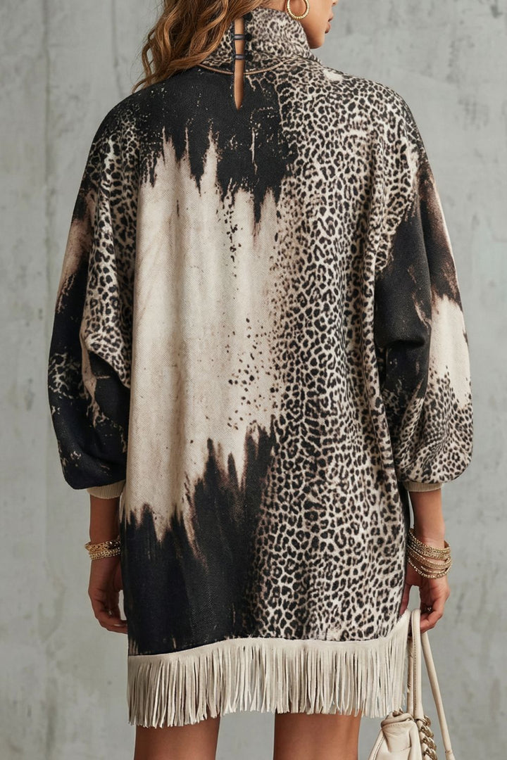 Solenne – Fransen-Saum – Leoparden-Minikleid