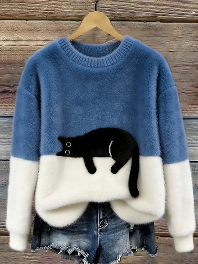 Aileen™ | Eleganter Katzenmotiv Oversized Pullover