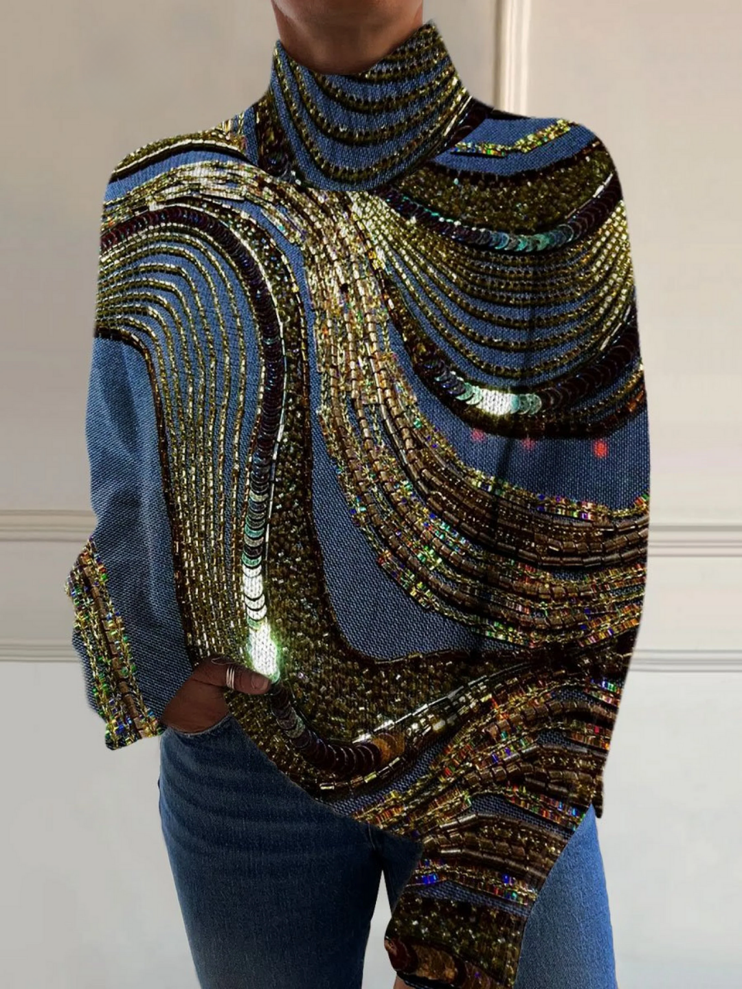 Yolanda | Glänzender Rollkragenpullover zu Weihnachten