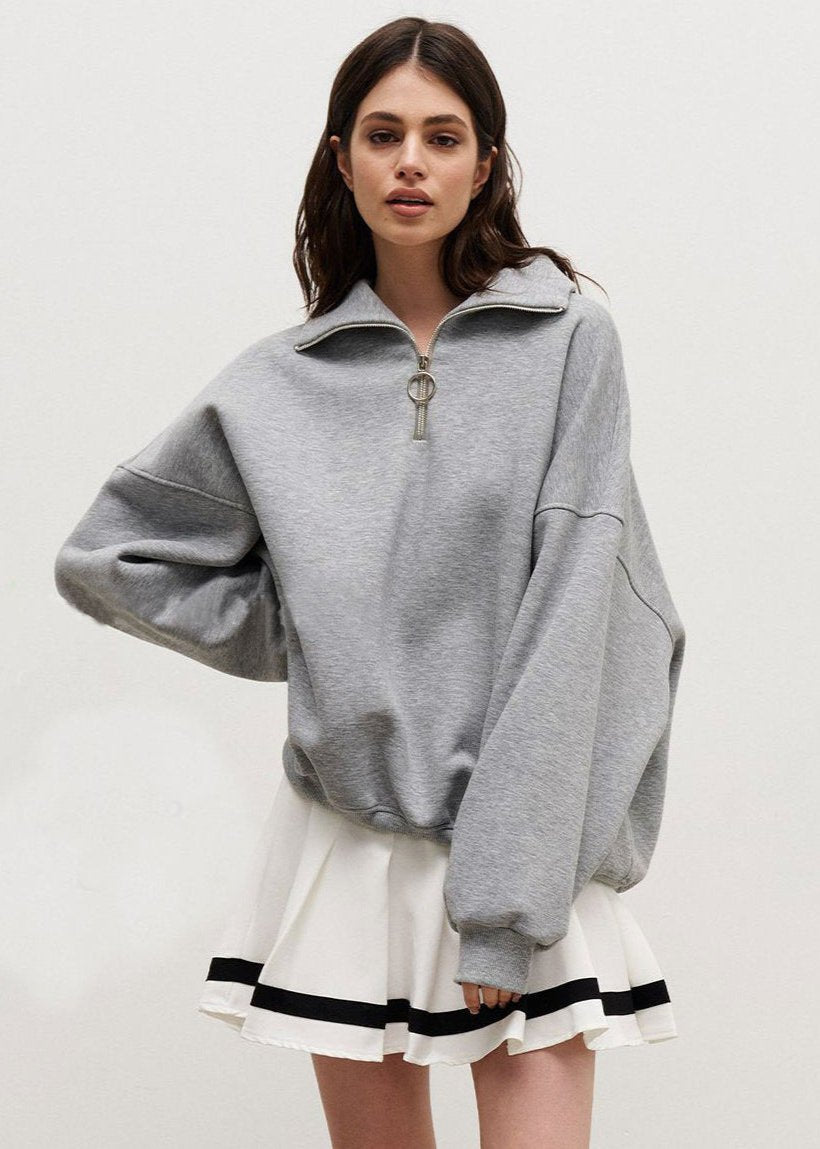 Rhea | Entspanntes Sweatshirt mit halbem Reißverschluss