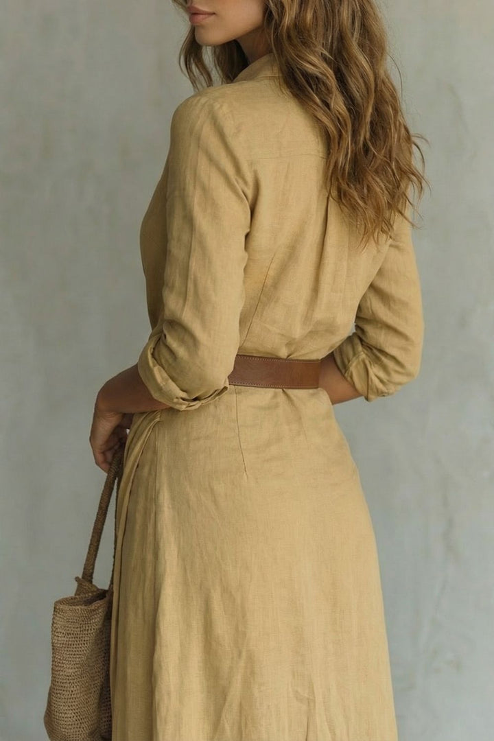 Azura | Knopf-Down Wickelgürtel Maxikleid