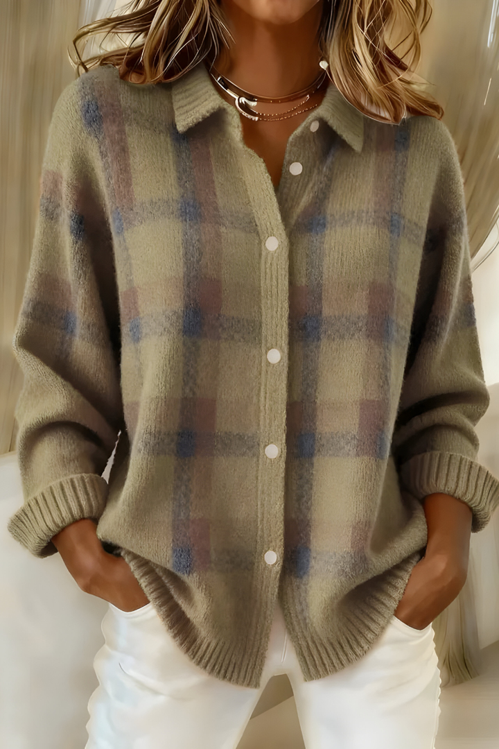 Camille - Karierter Strickjacke