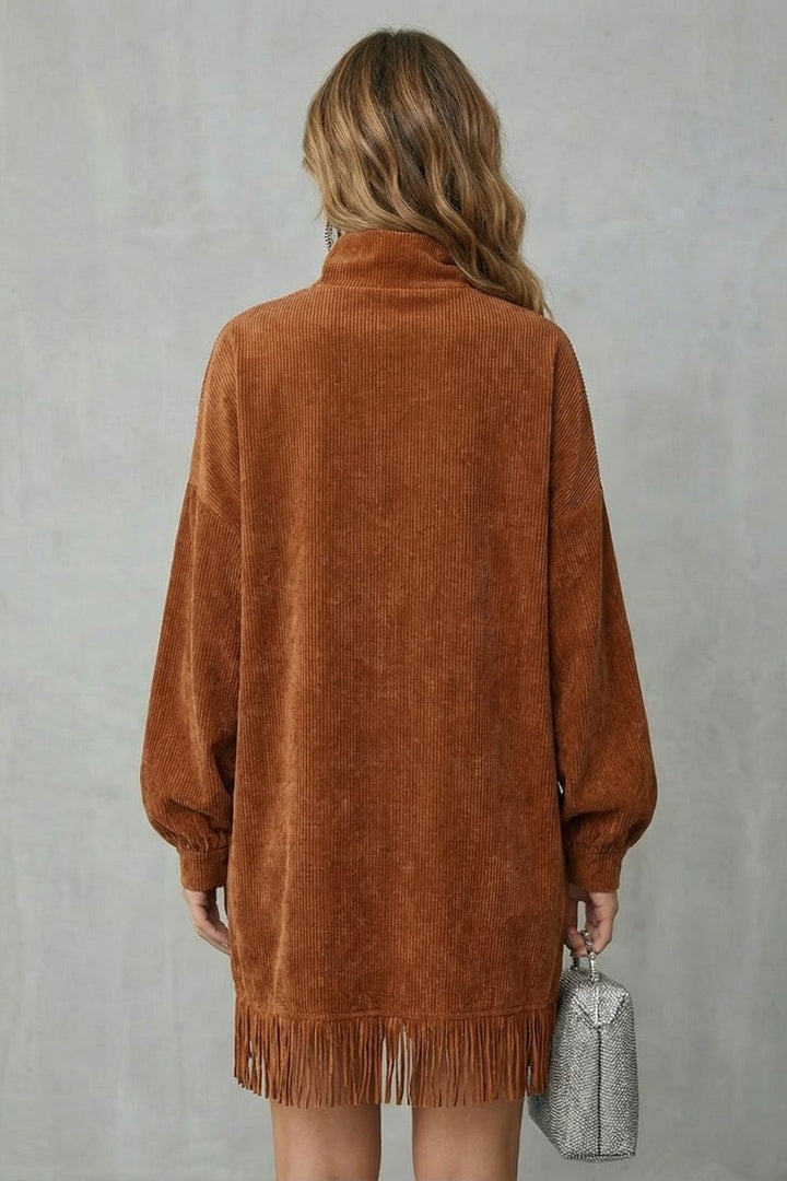 Castellaine – Fransencharme – Rollkragen-Minikleid