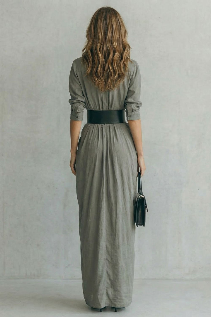 Solenzia | Maxikleid mit Knöpfen und Drapierung