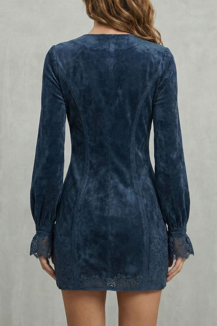 Avenelle – Besticktes Detail – Mini-Kleid mit Reißverschluss vorne