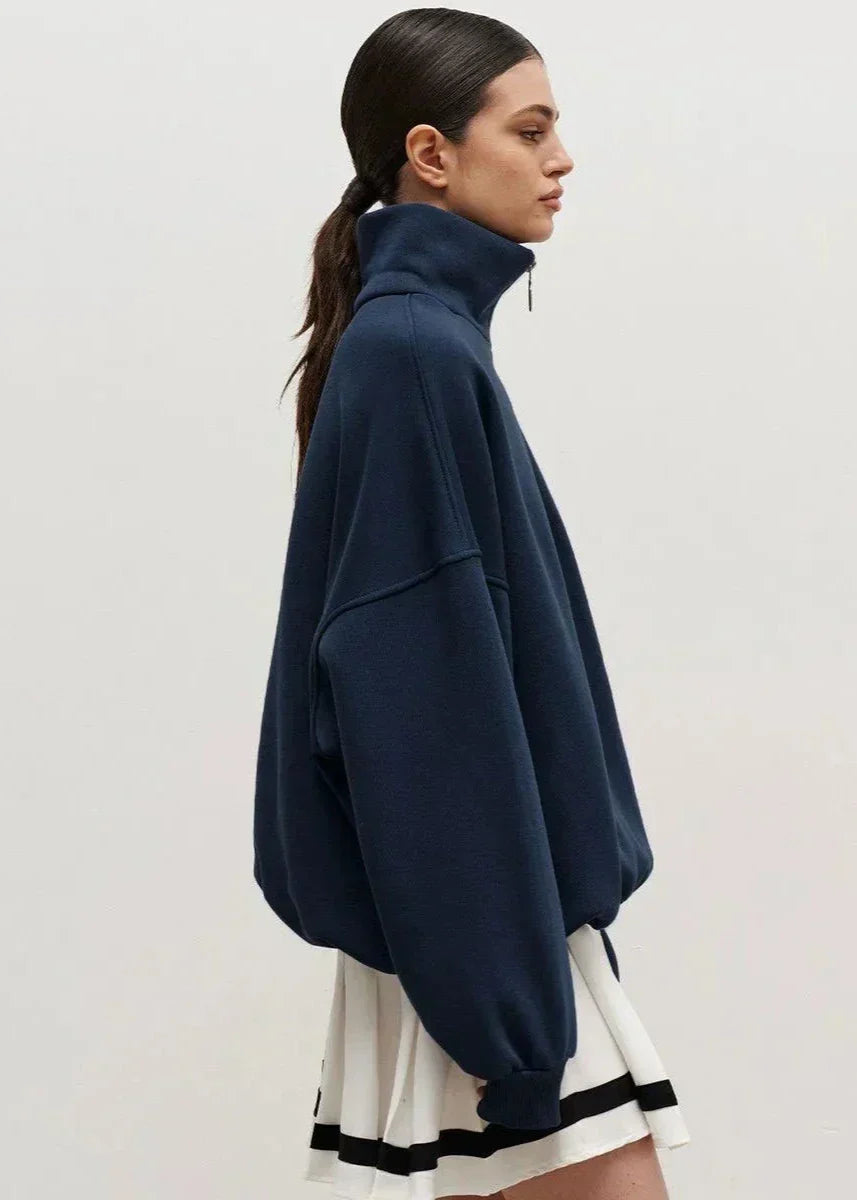 Rhea | Entspanntes Sweatshirt mit halbem Reißverschluss