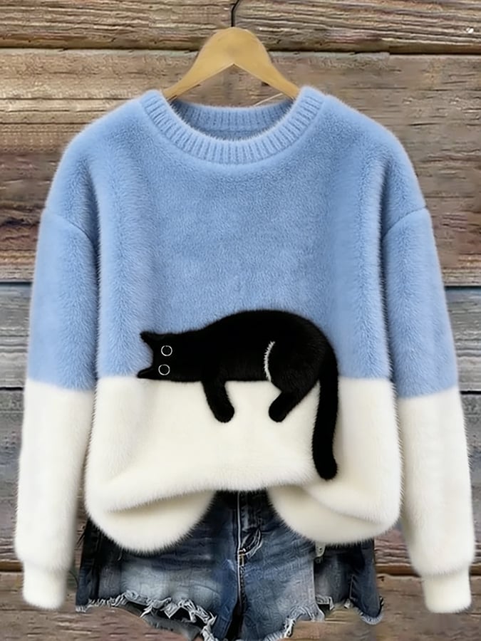 Aileen™ | Eleganter Katzenmotiv Oversized Pullover