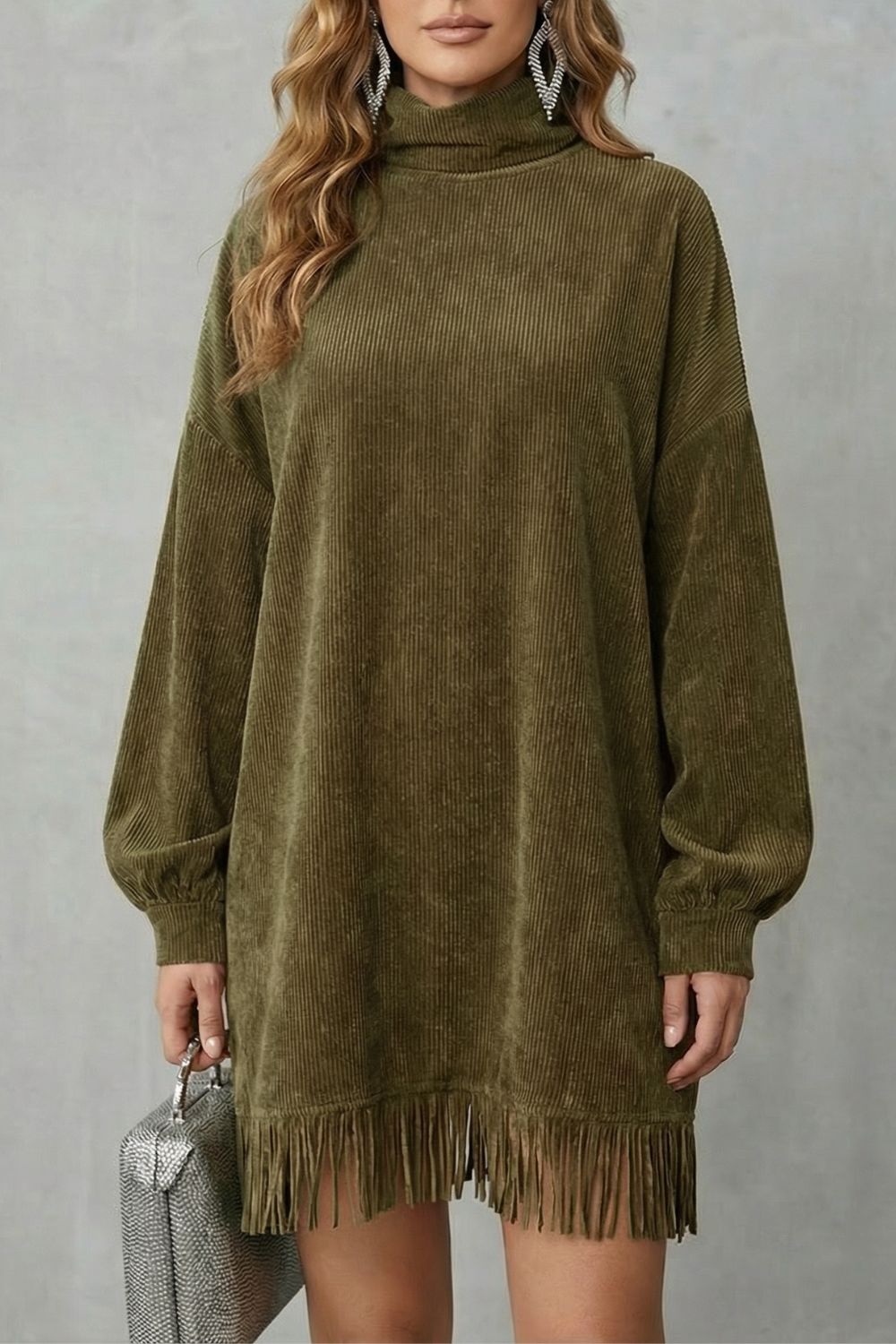 Castellaine – Fransencharme – Rollkragen-Minikleid