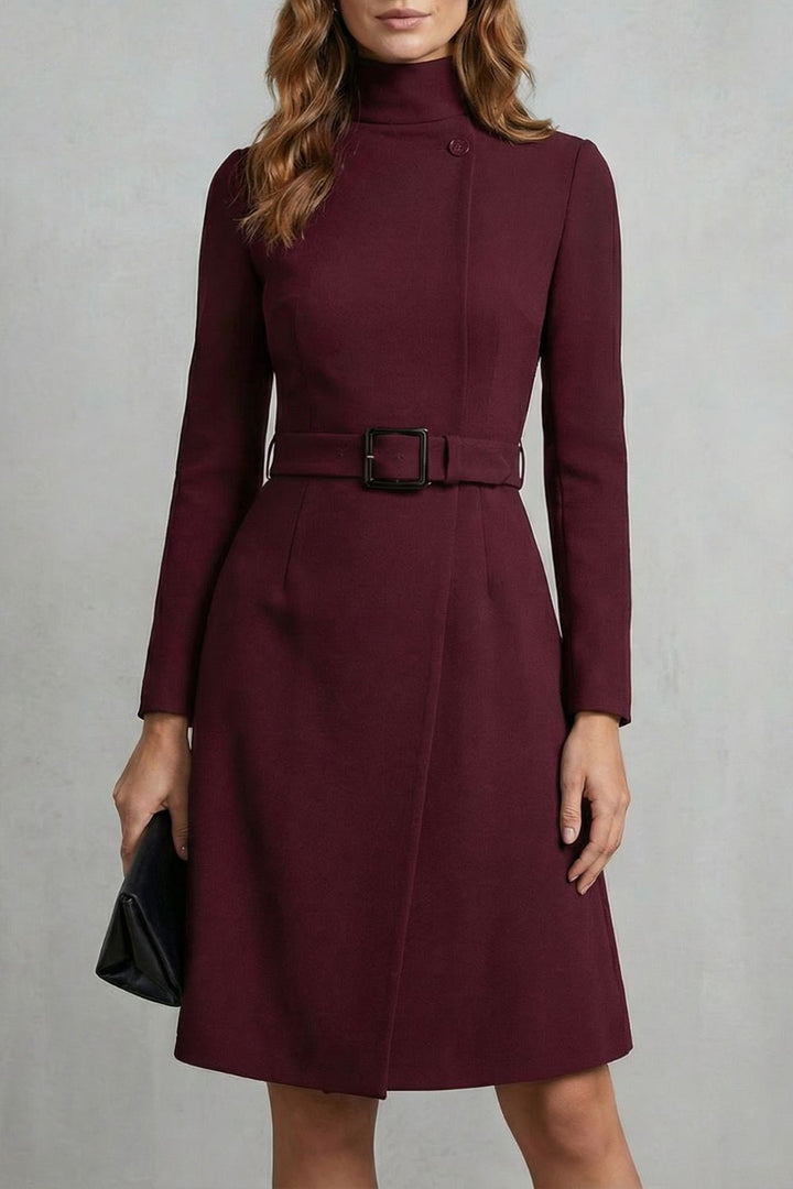Nivara – Asymmetrischer Taillengürtel – A-Linien-Midi-Kleid