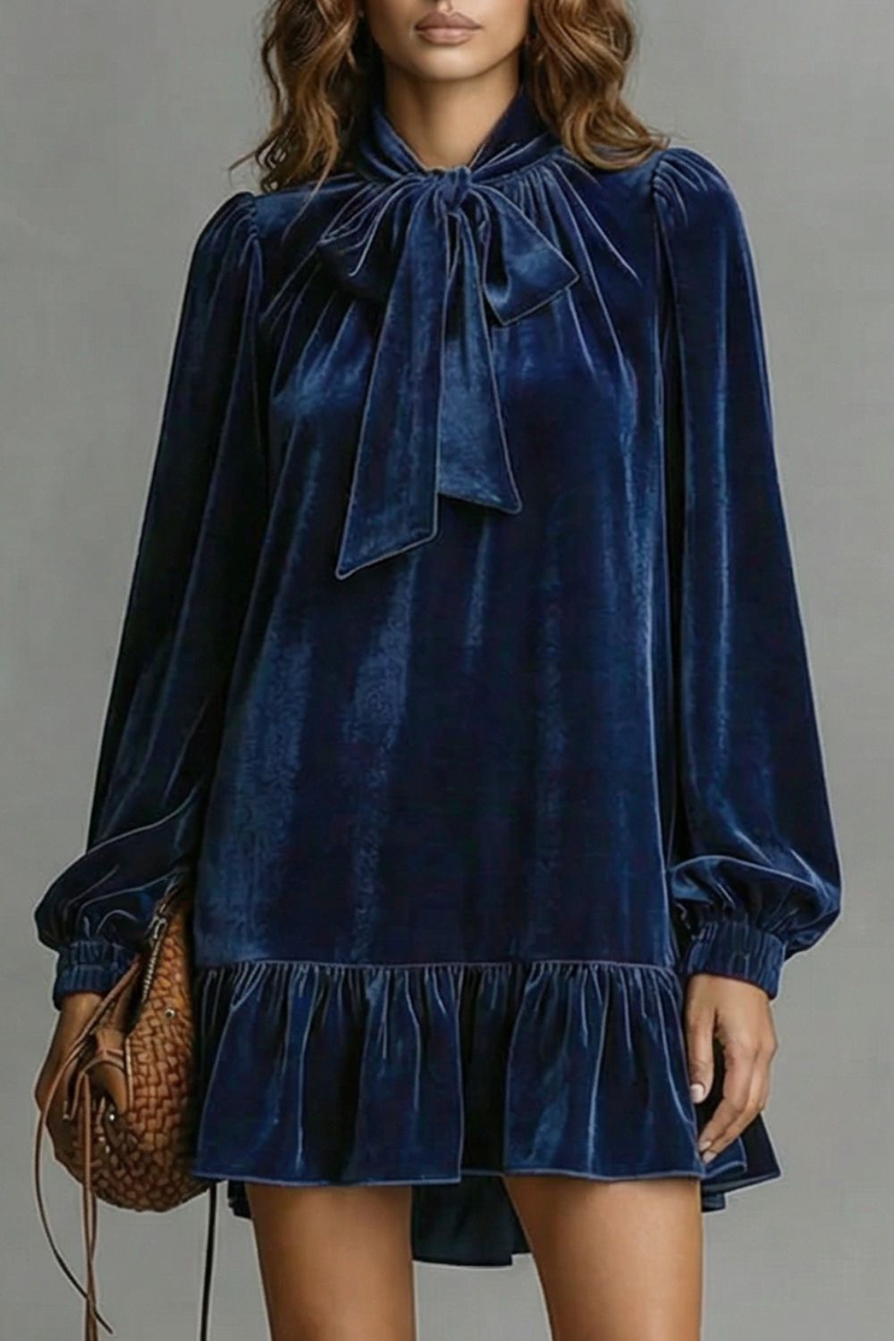 Velézia – Samt-Bow-Detail – Minikleid