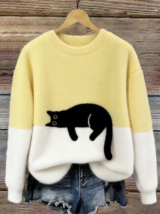 Aileen™ | Eleganter Katzenmotiv Oversized Pullover