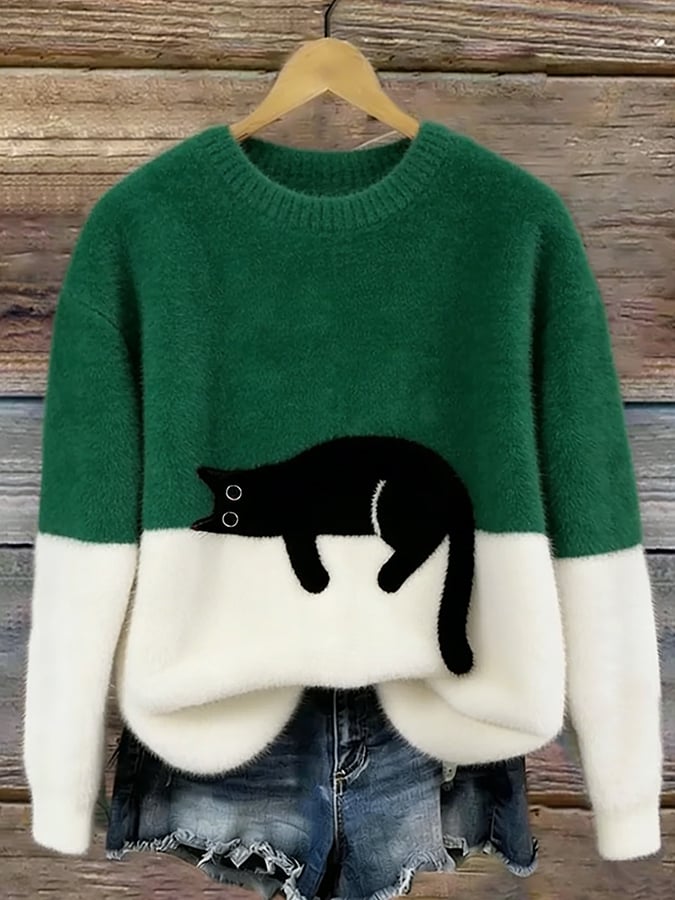 Aileen™ | Eleganter Katzenmotiv Oversized Pullover