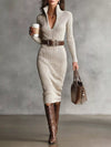 Isabella | Elegantes Rippstrick-Turtleneck-Midi-Kleid