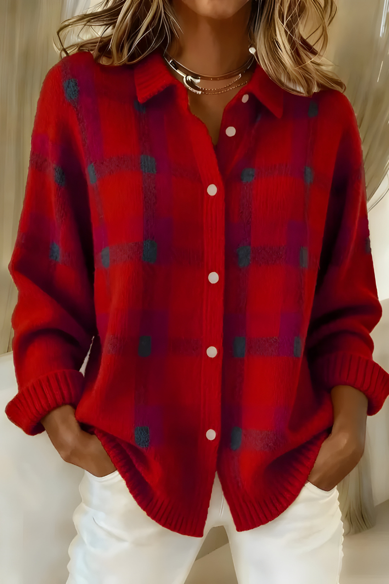 Camille - Karierter Strickjacke