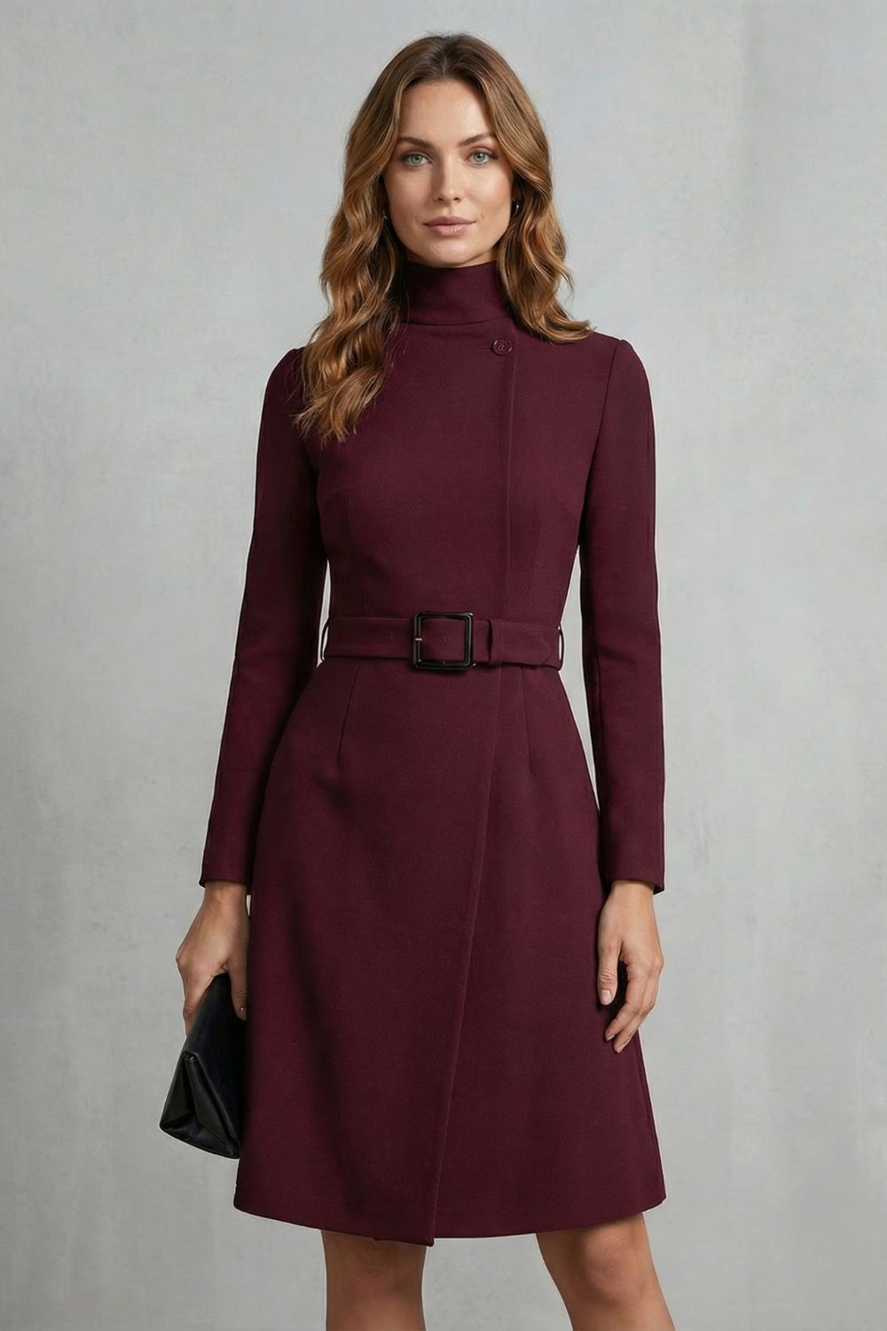Nivara – Asymmetrischer Taillengürtel – A-Linien-Midi-Kleid