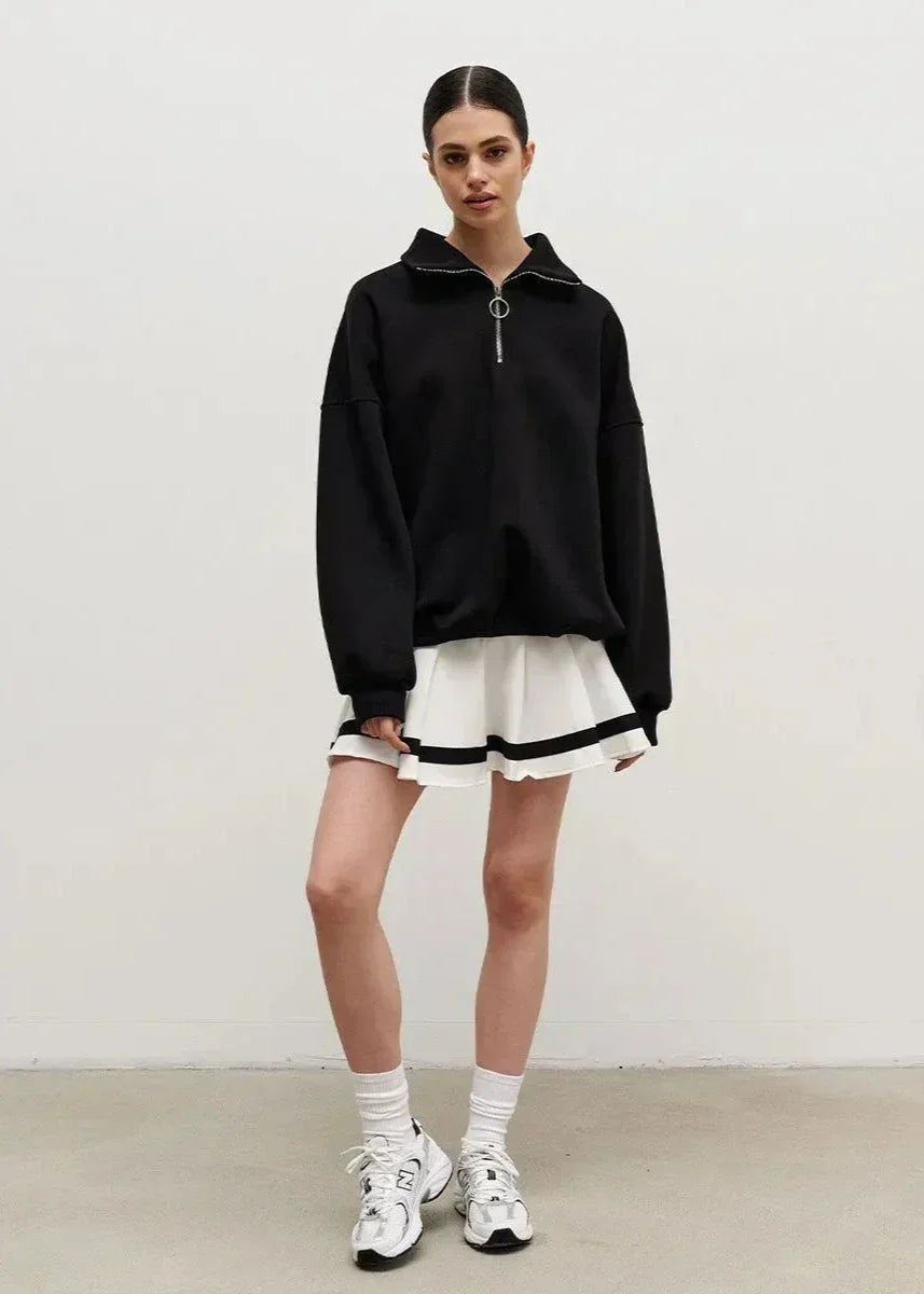 Rhea | Entspanntes Sweatshirt mit halbem Reißverschluss