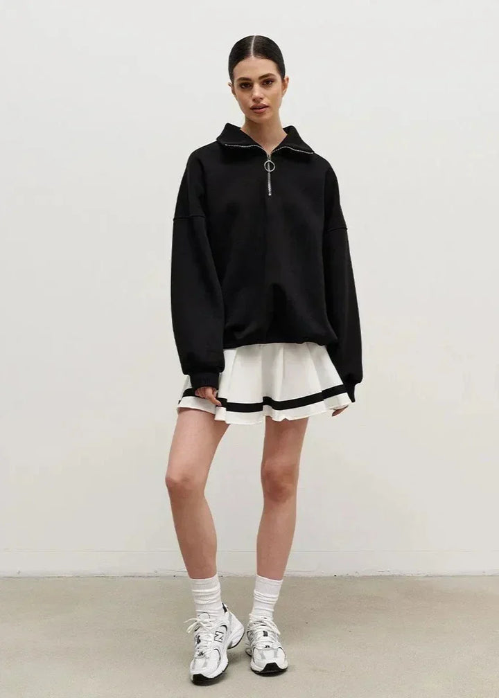 Rhea | Entspanntes Sweatshirt mit halbem Reißverschluss