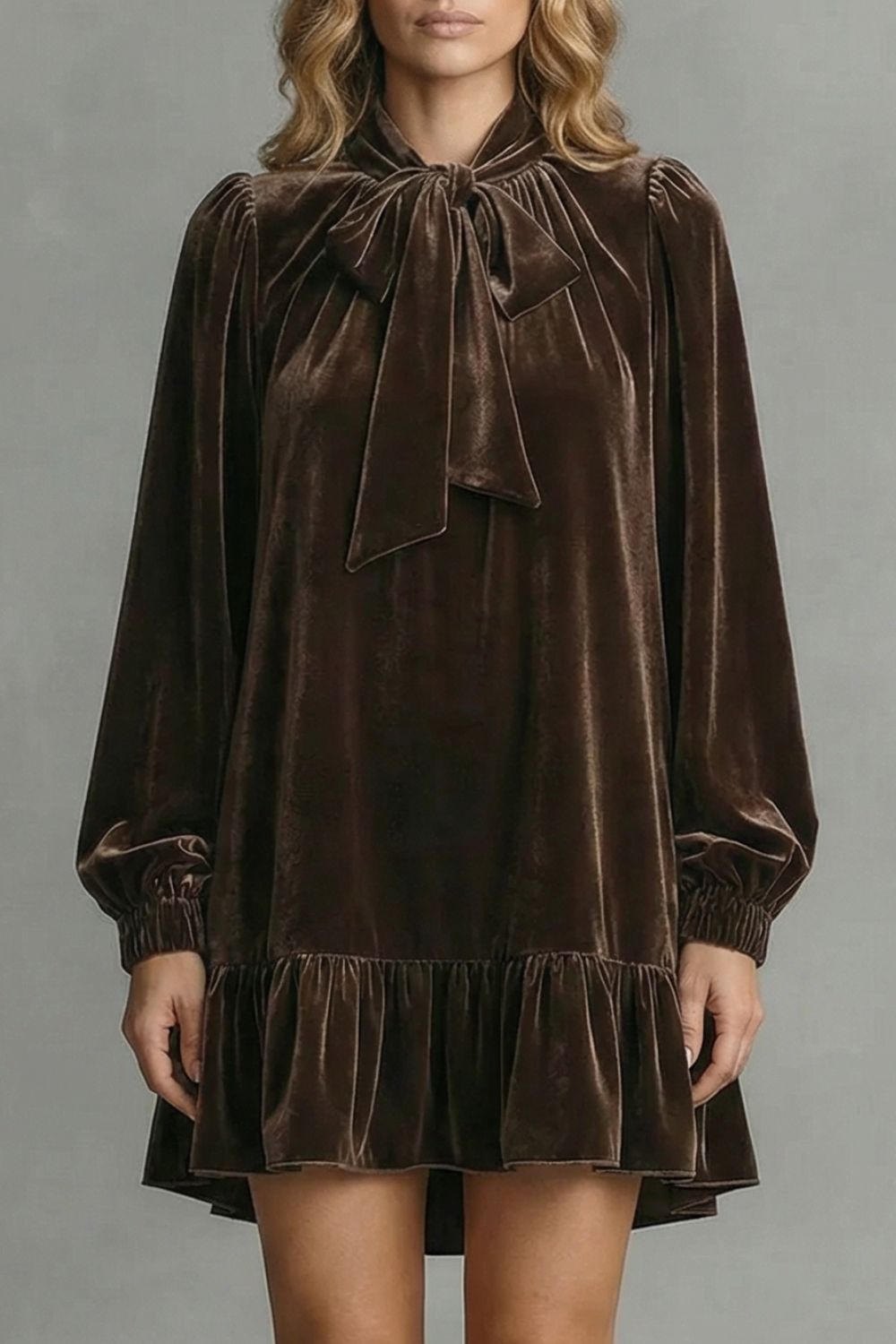 Velézia – Samt-Bow-Detail – Minikleid