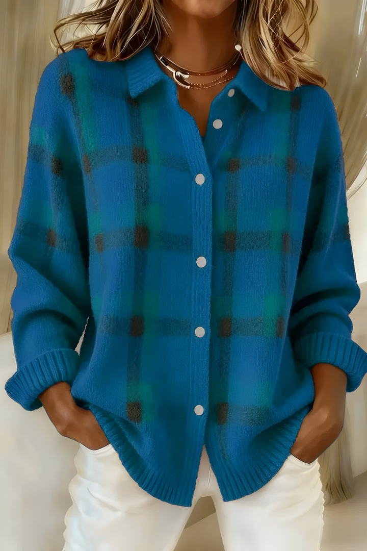 Camille - Karierter Strickjacke