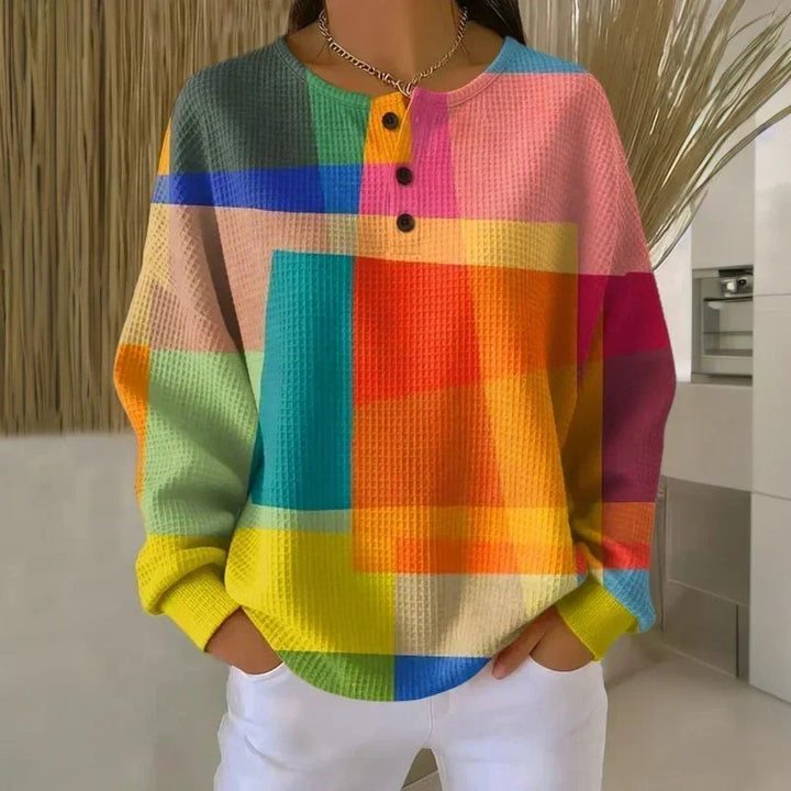Pull Créatine — Henley-Ausschnitt, geometrisches Muster