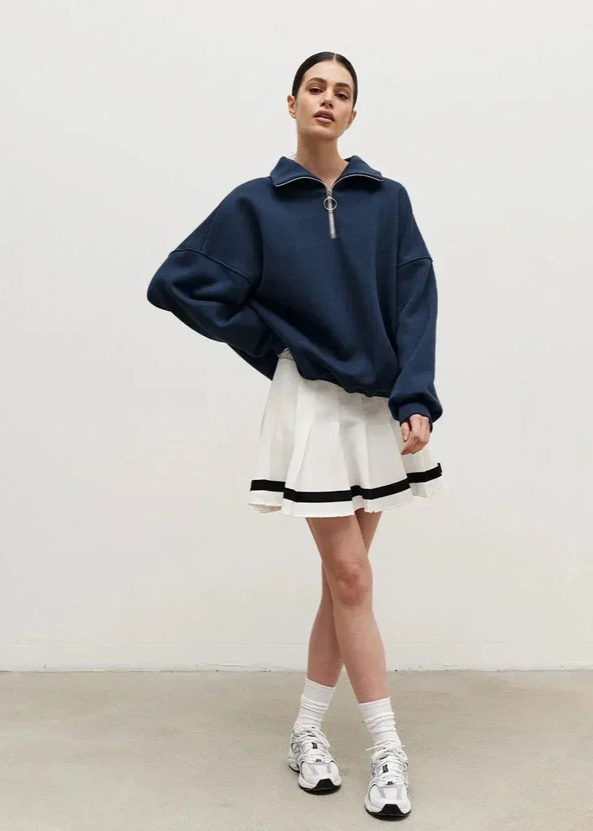 Rhea | Entspanntes Sweatshirt mit halbem Reißverschluss