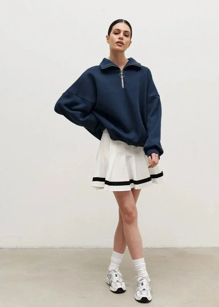 Rhea | Entspanntes Sweatshirt mit halbem Reißverschluss