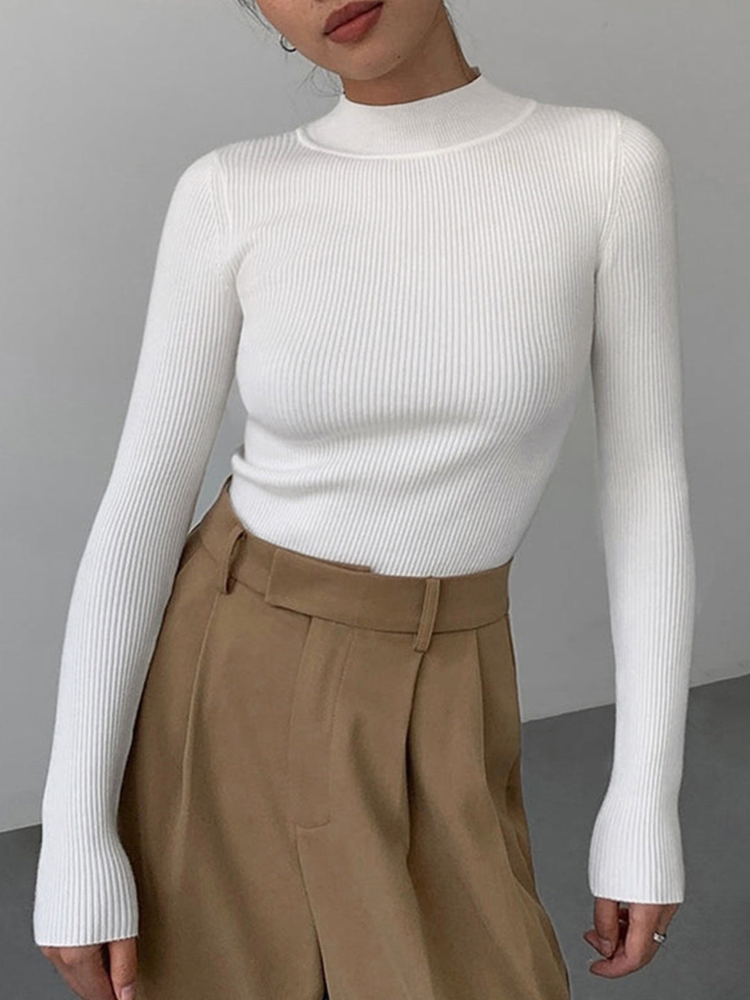 Anais | Hochgeschlossener Rippenshirt