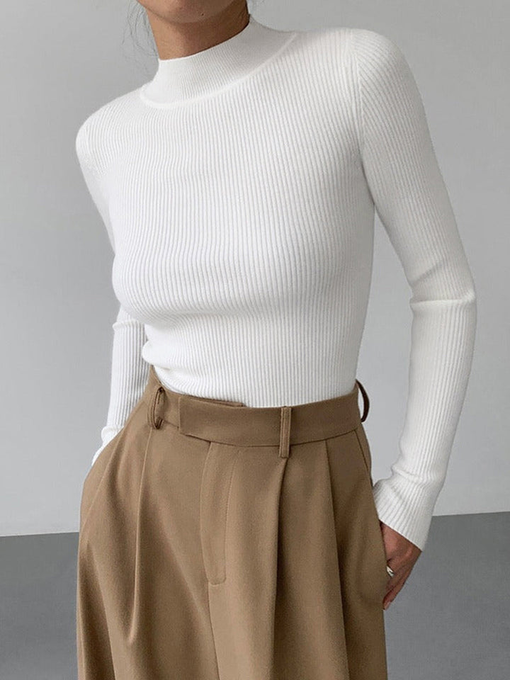 Anais | Hochgeschlossener Rippenshirt